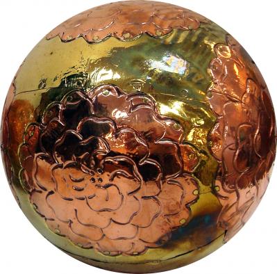 5" Copper and Brass over wood Decorative Ball - Sphere