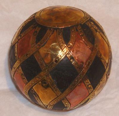 3" Brass & Copper Foil Wood Ball - Decorative Sphere